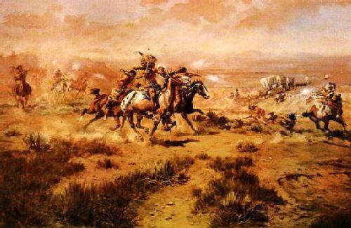 Charles M Russell The Attack on the Wagon Train Germany oil painting art